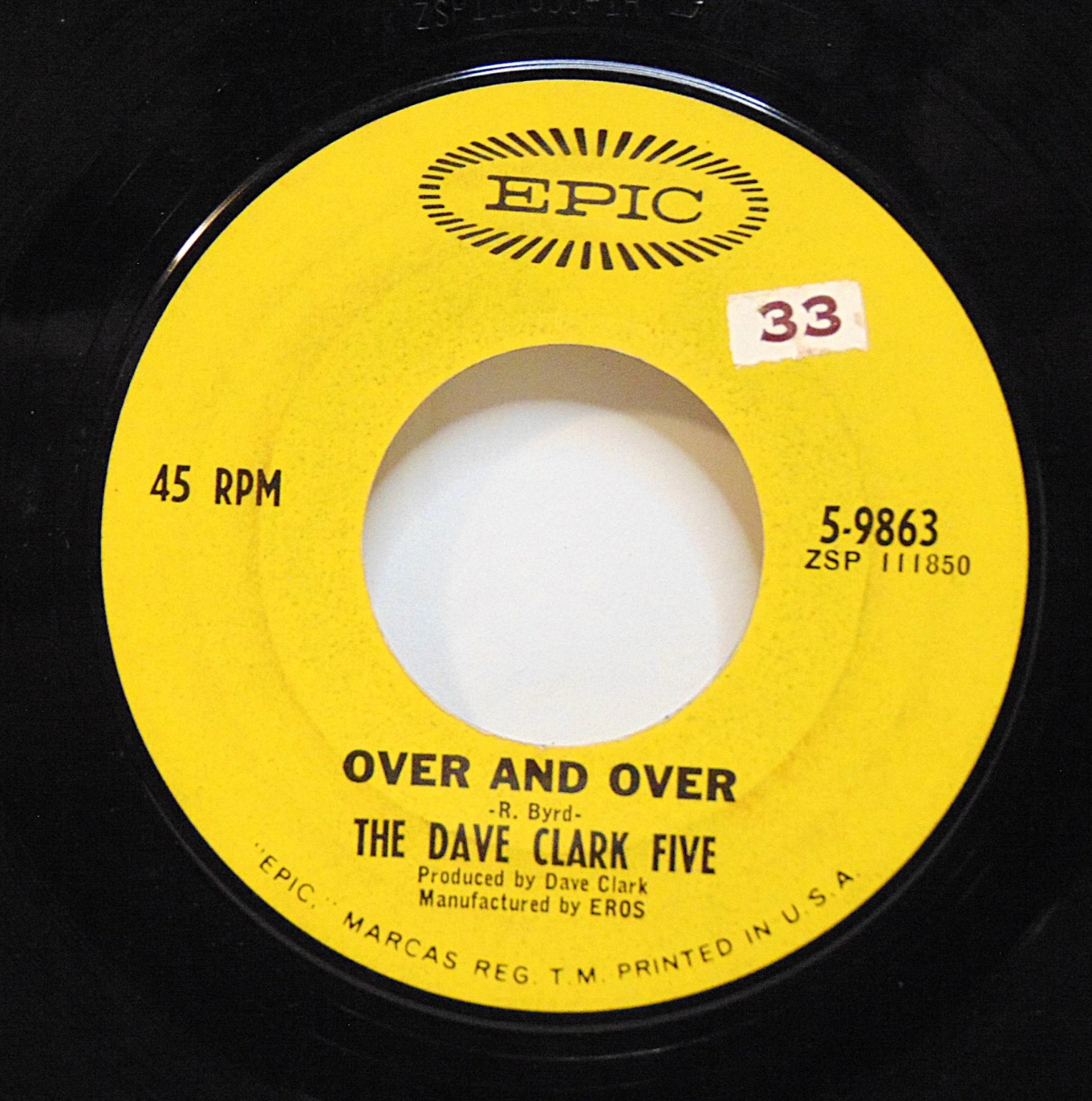 The Dave Clark Five - Over And Over 1965 Epic 7" Record + Pic Sleeve VG+/VG+