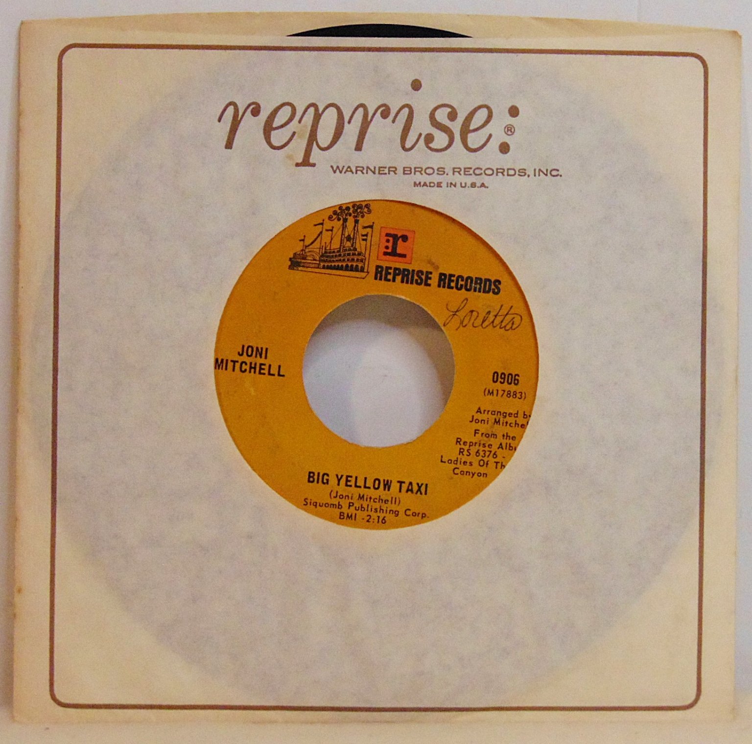 Joni Mitchell - Big Yellow Taxi / Woodstock 1970 Reprise 7" Vinyl Single 45 RPM