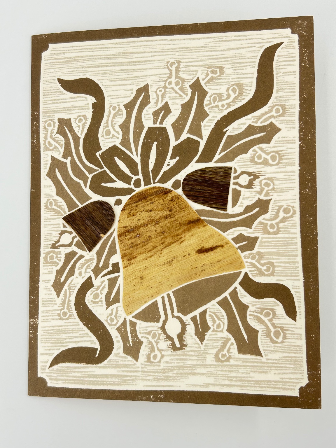 Handcrafted 2019 Haiti Christmas Greeting Card with Banana Bark Bells