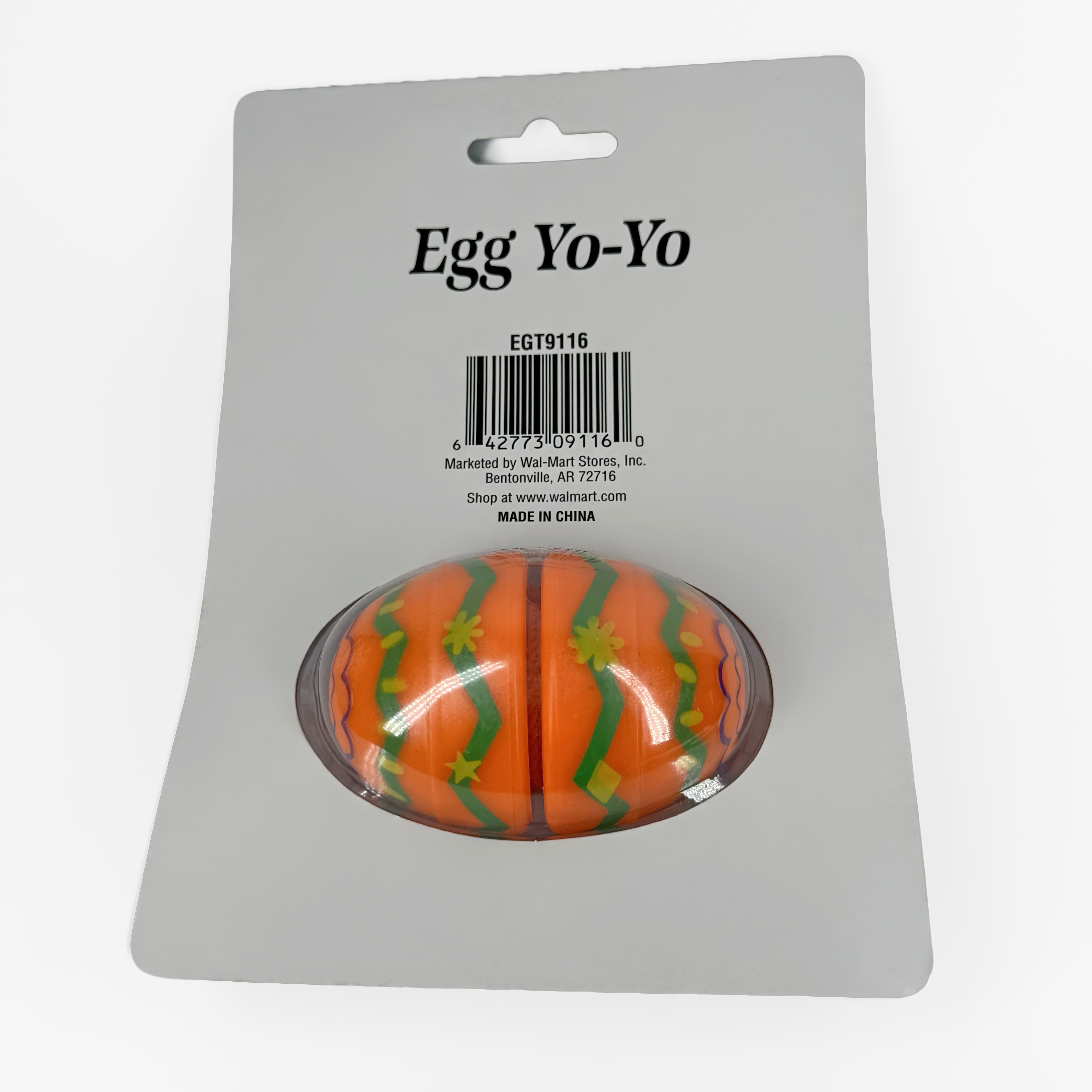Vintage Walmart Easter Egg Yo-Yo Orange Green Zig Zag Pattern New On Card