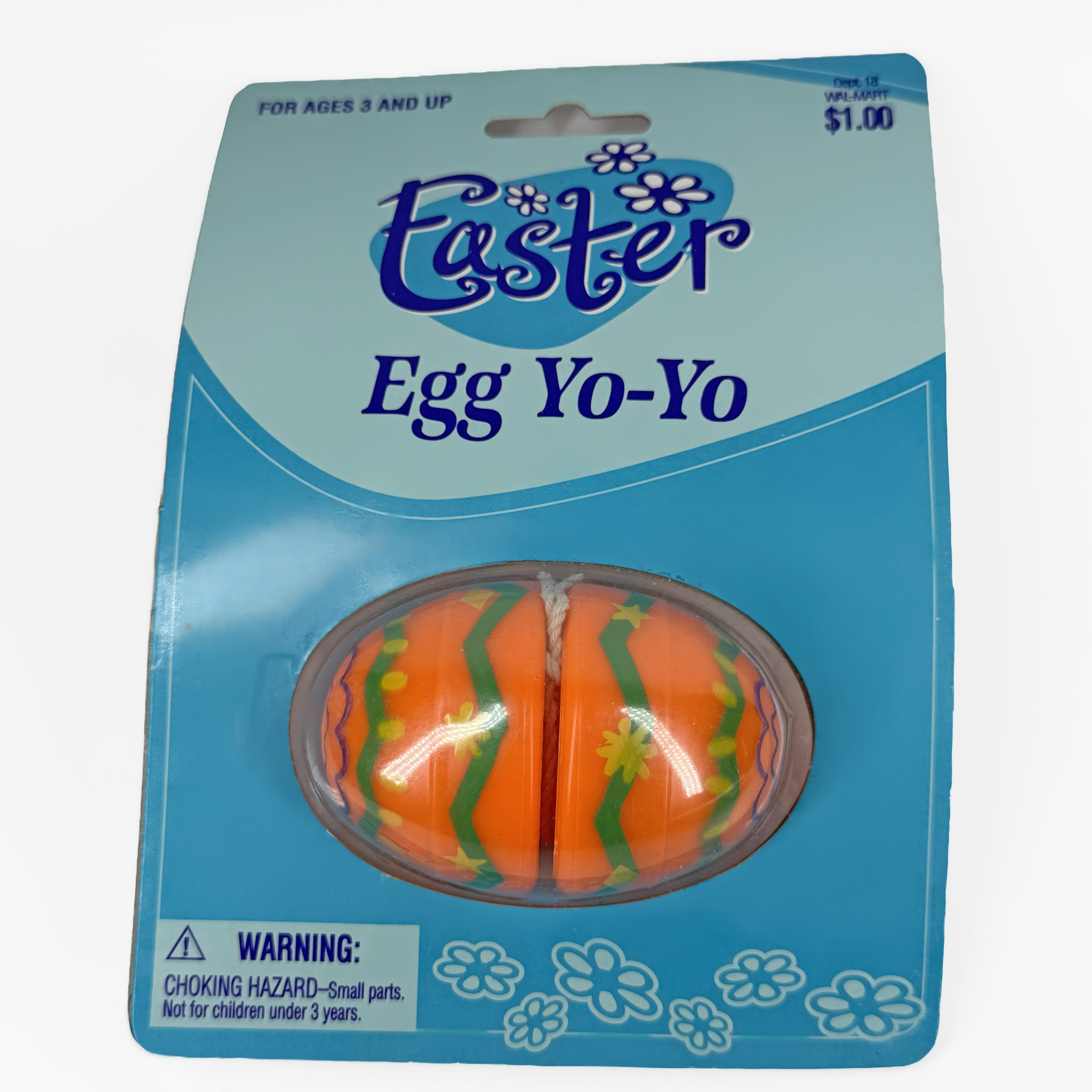 Vintage Walmart Easter Egg Yo-Yo Orange Green Zig Zag Pattern New On Card