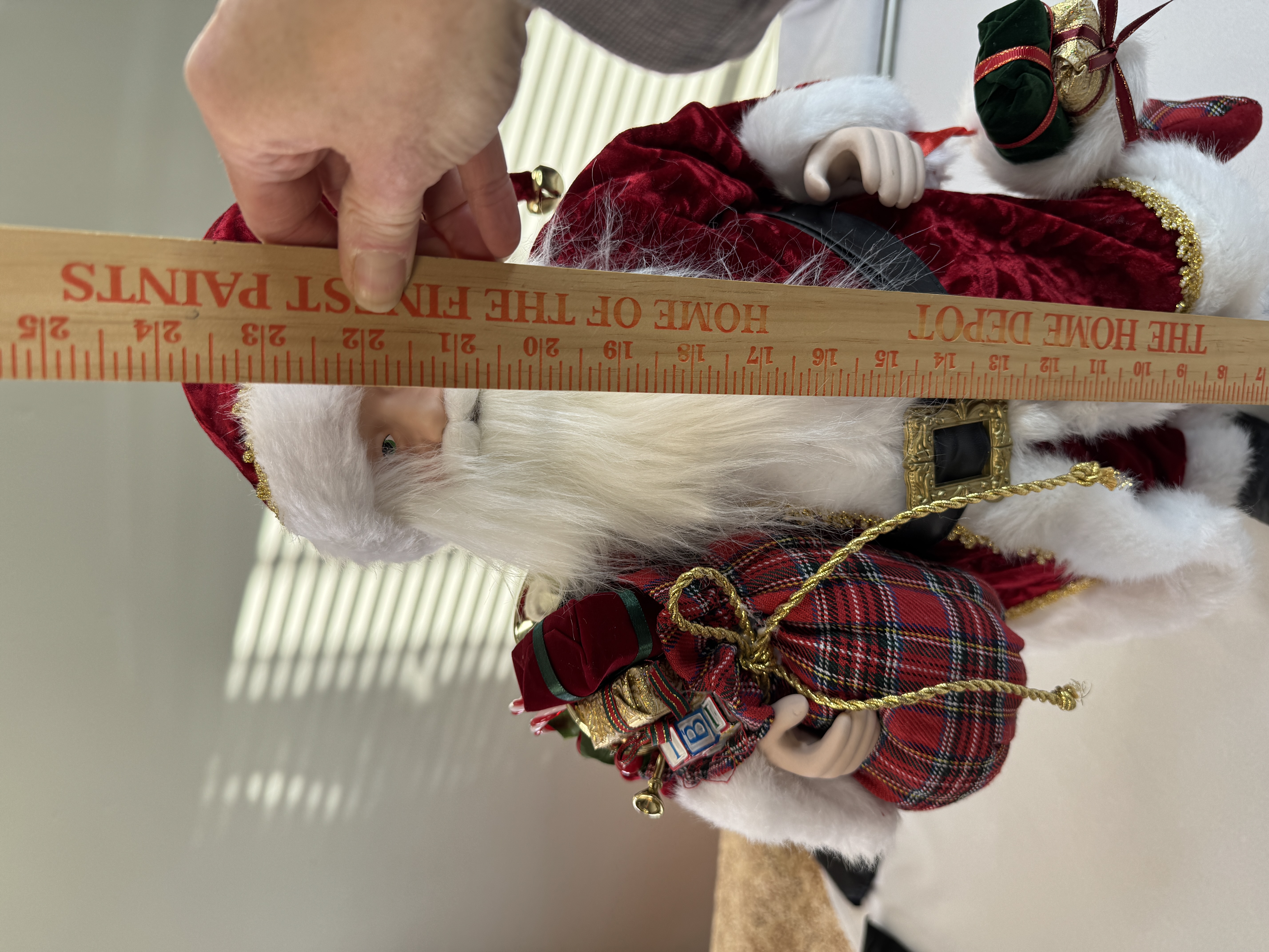 Large 24" Velvet Santa Claus Christmas Figurine with Presents & Sack Holiday product image view 5