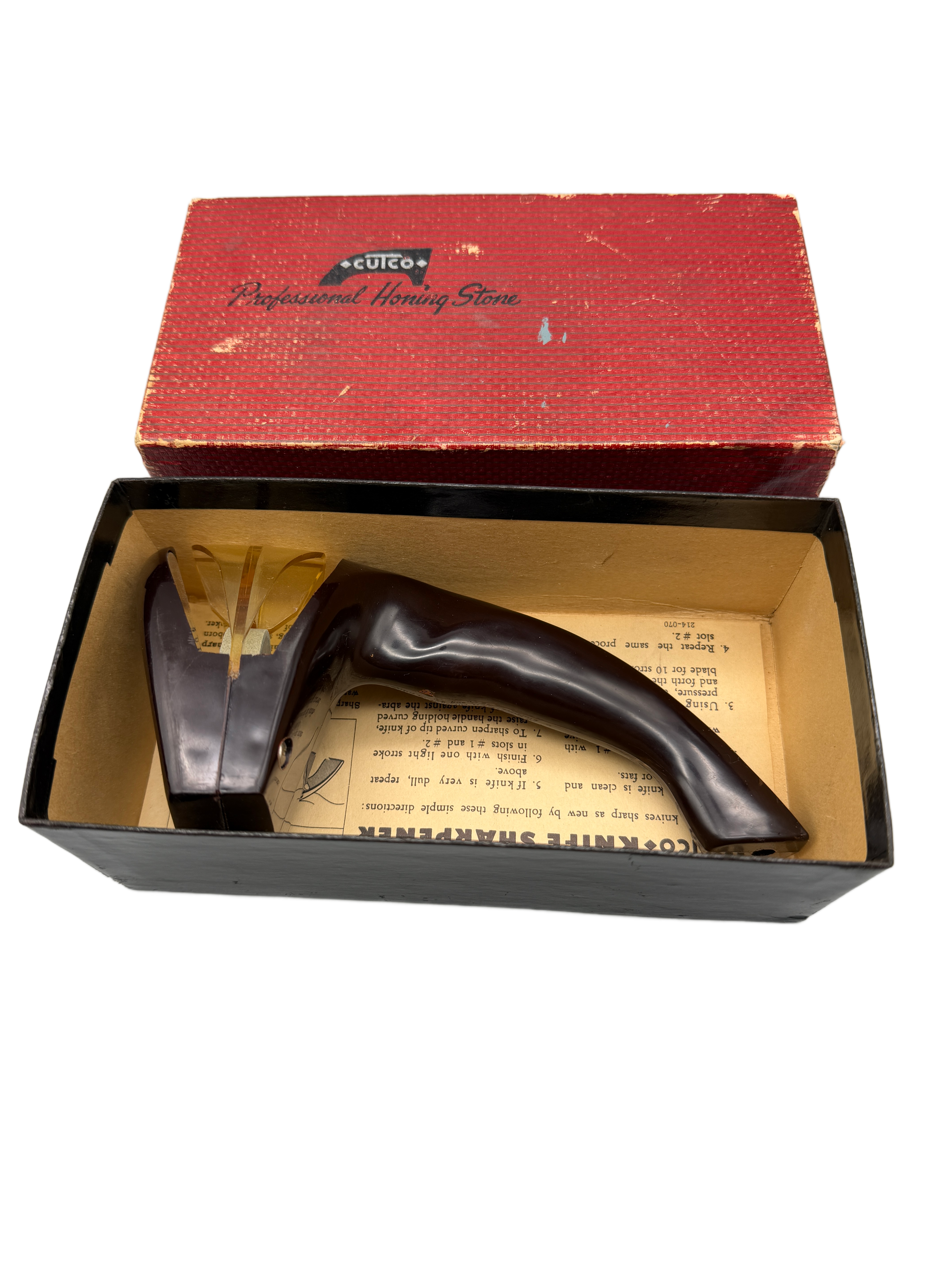 Vtg CUTCO Professional Honing Stone Knife Sharpener with Box & Instructions