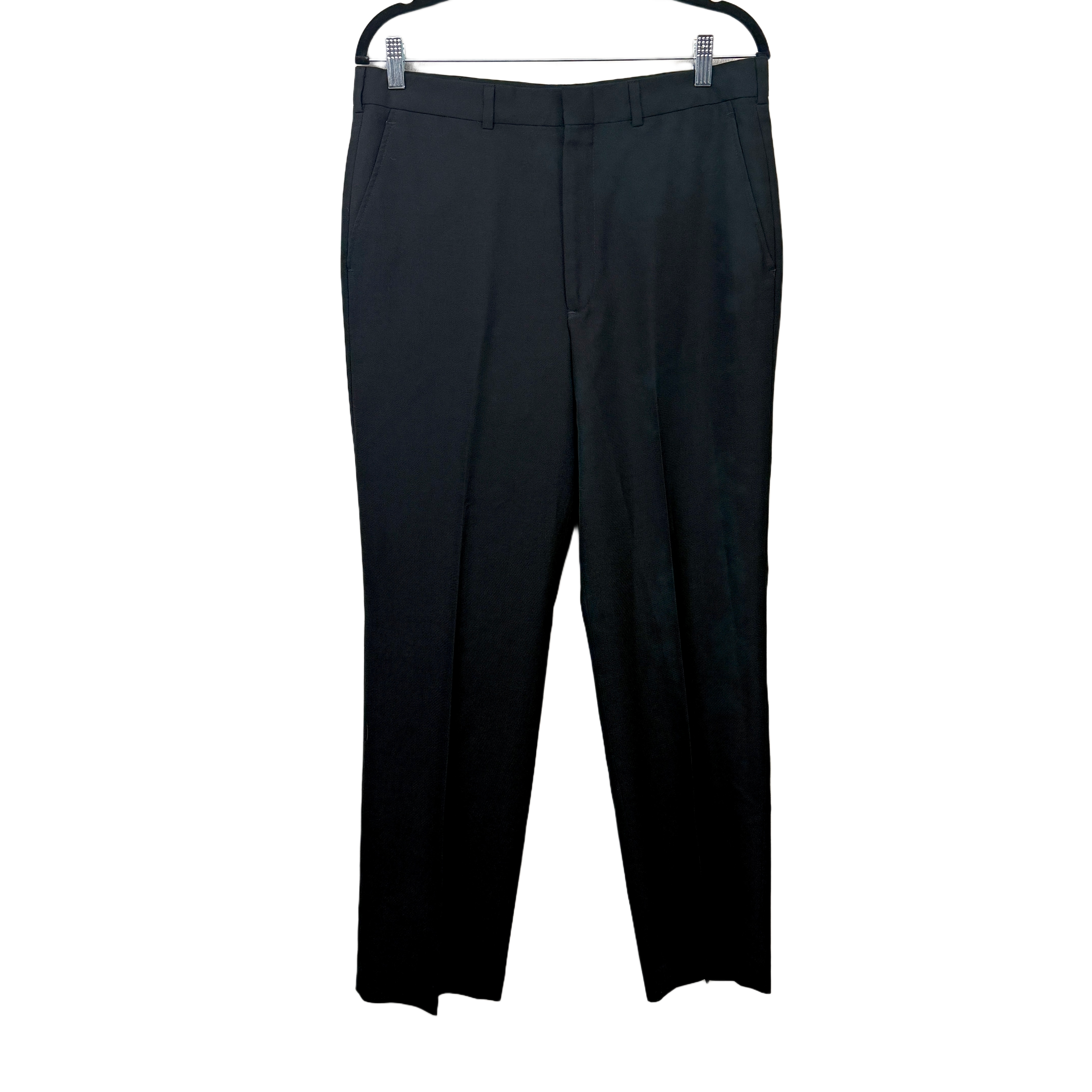 Towncraft Custom Fit Dress Pants Trousers Black Flat Front Pockets Men 34Wx30L