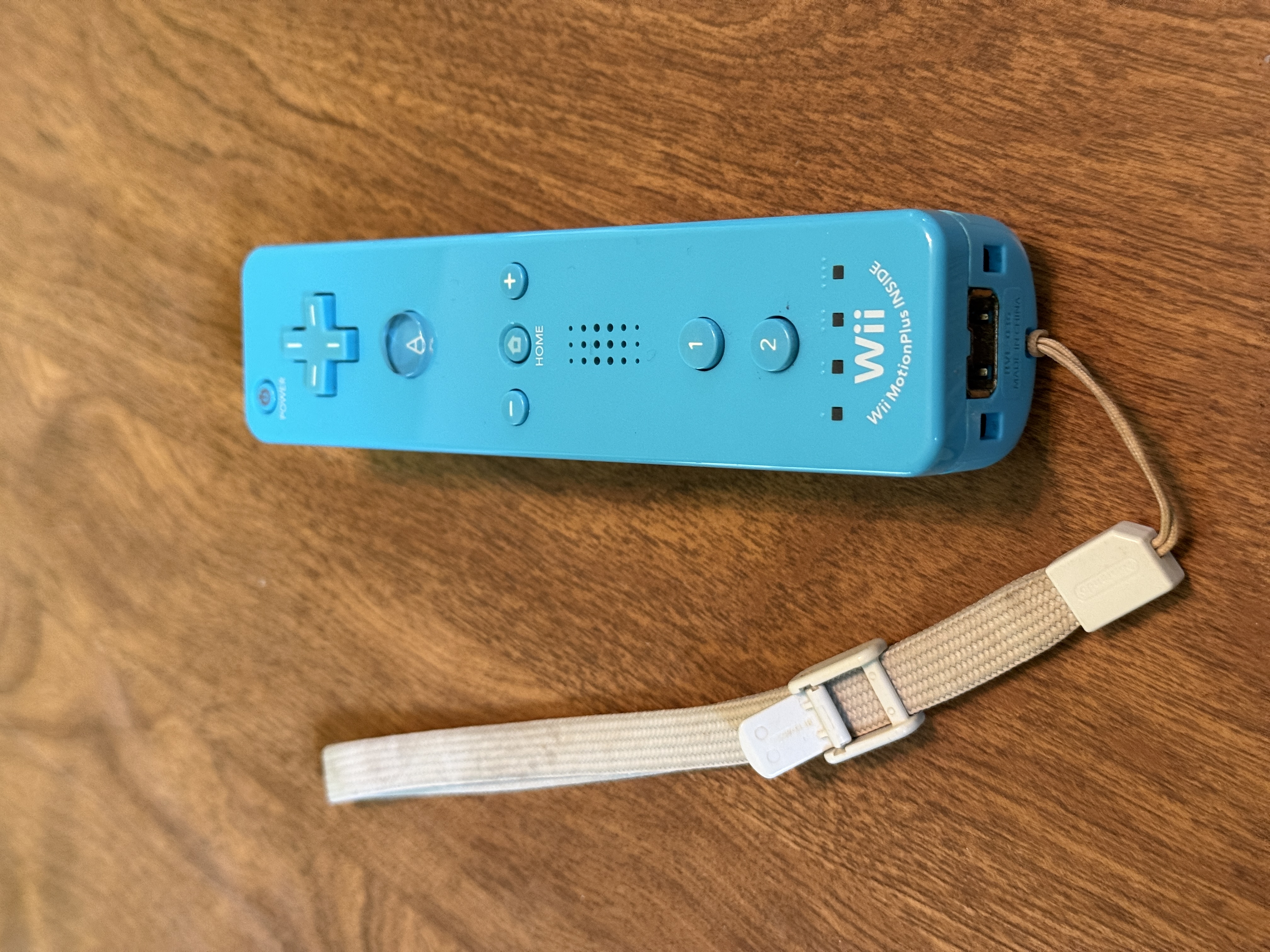 Nintendo Wii Remote Controller Blue RVL-036 MotionPlus Inside with Wrist Strap