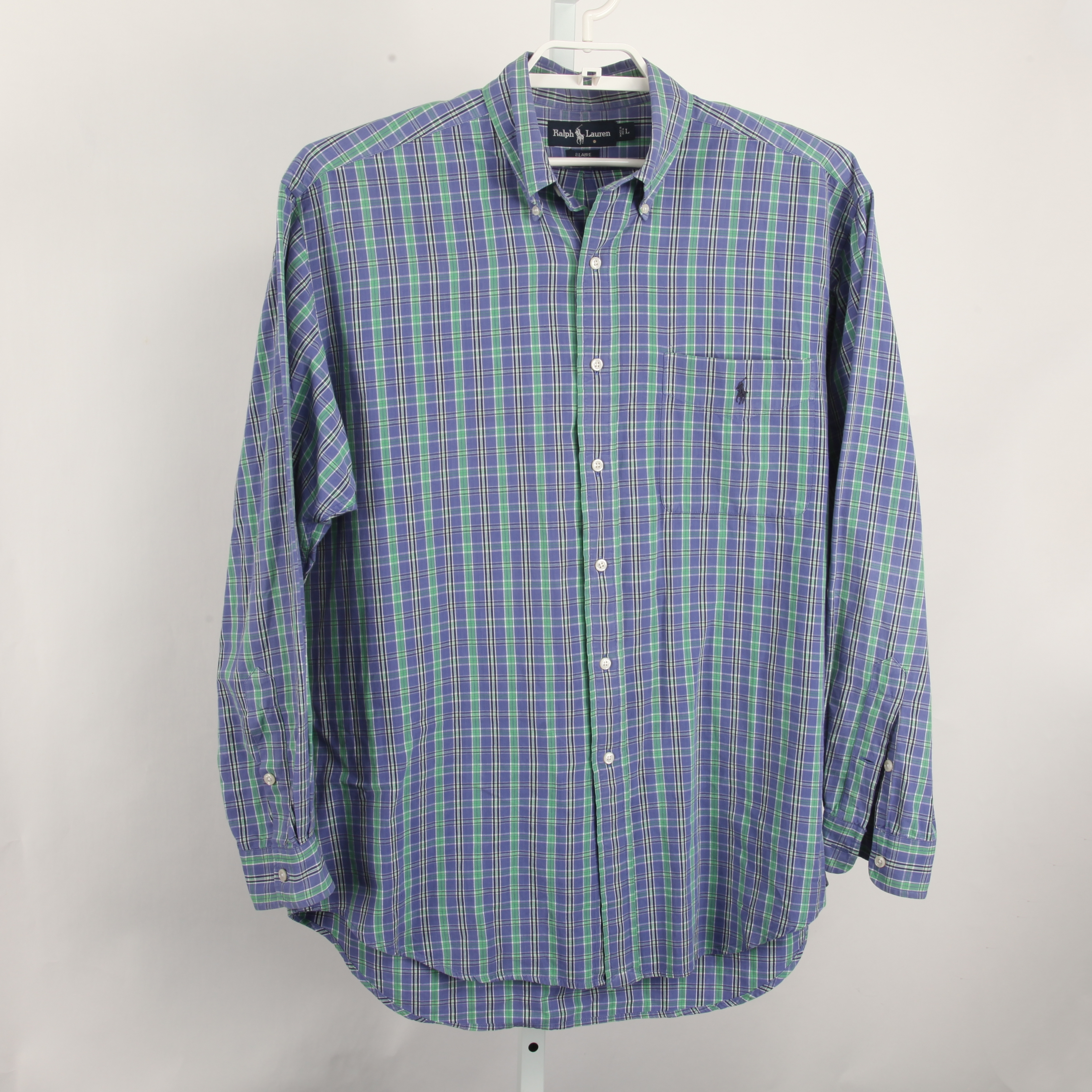 Ralph Lauren Men's L Blue Green Plaid Blaire Button Down Long Sleeve Shirt product image view 2