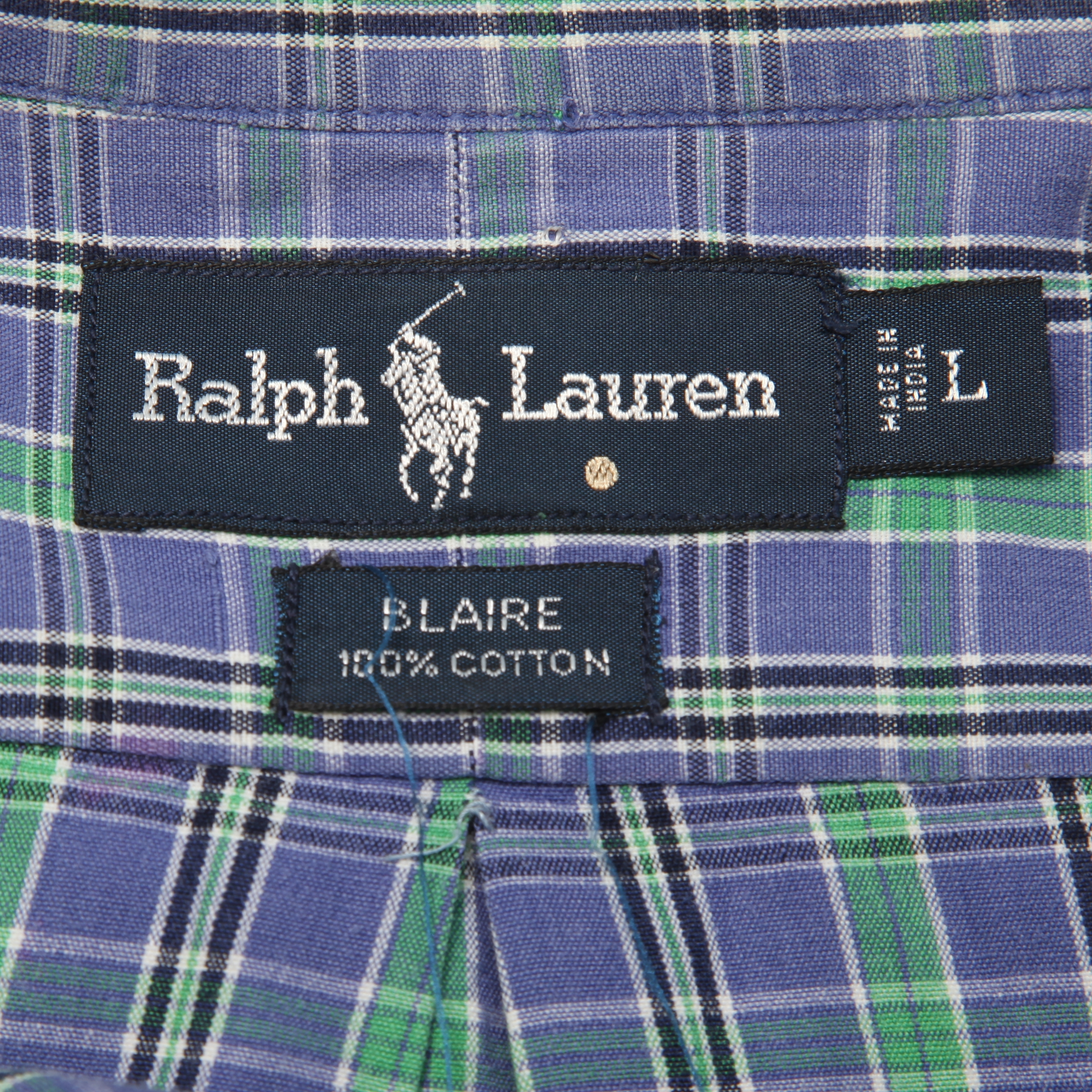 Ralph Lauren Men's L Blue Green Plaid Blaire Button Down Long Sleeve Shirt product image view 5