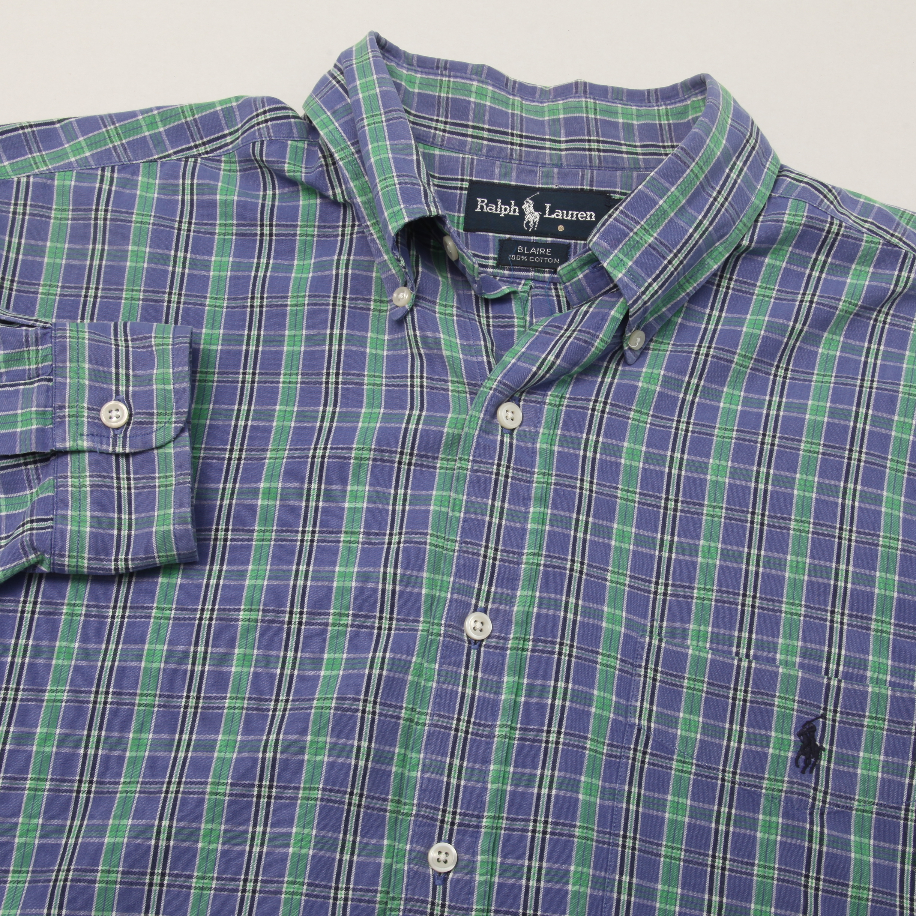 Ralph Lauren Men's L Blue Green Plaid Blaire Button Down Long Sleeve Shirt main product image