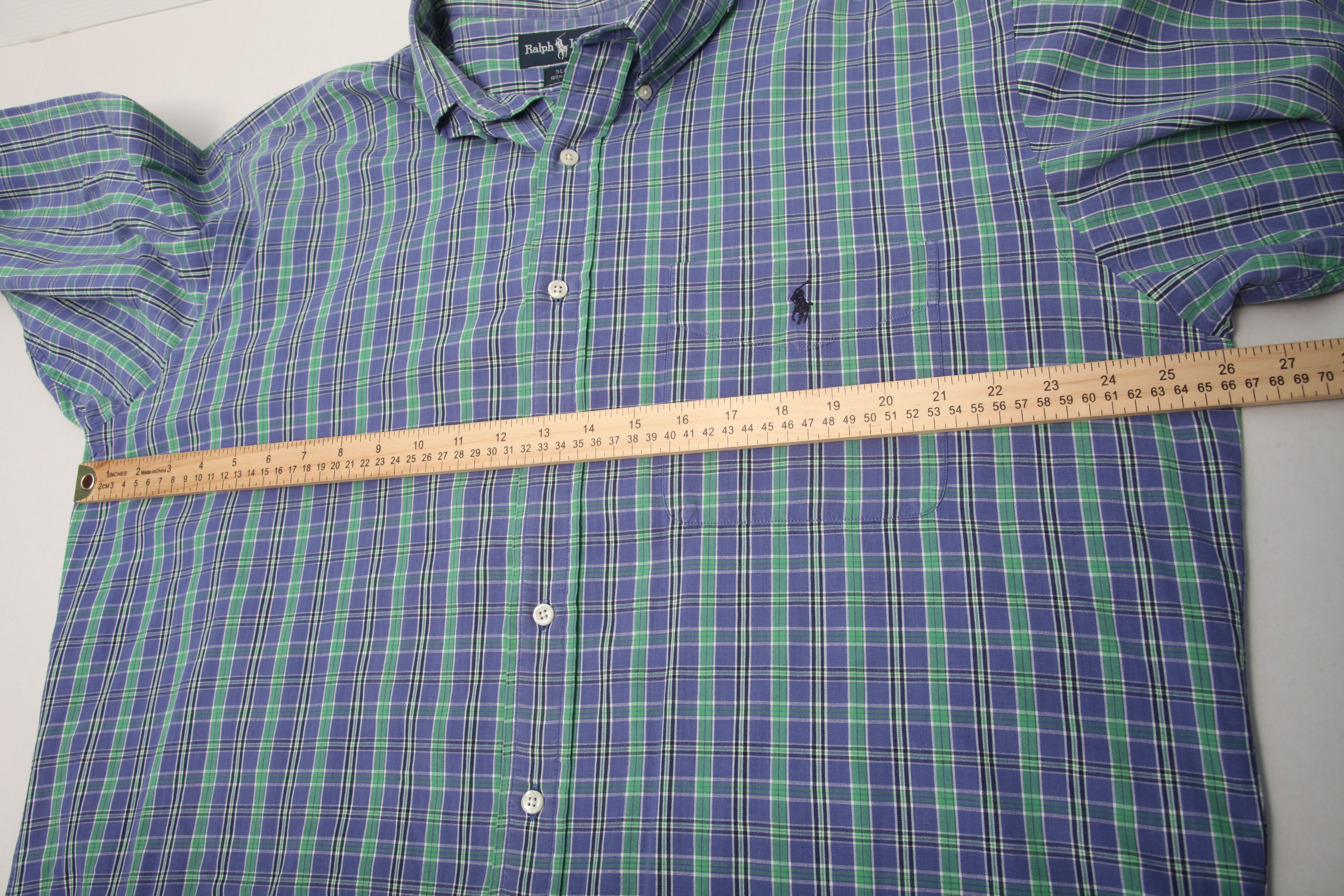 Ralph Lauren Men's L Blue Green Plaid Blaire Button Down Long Sleeve Shirt product image view 6