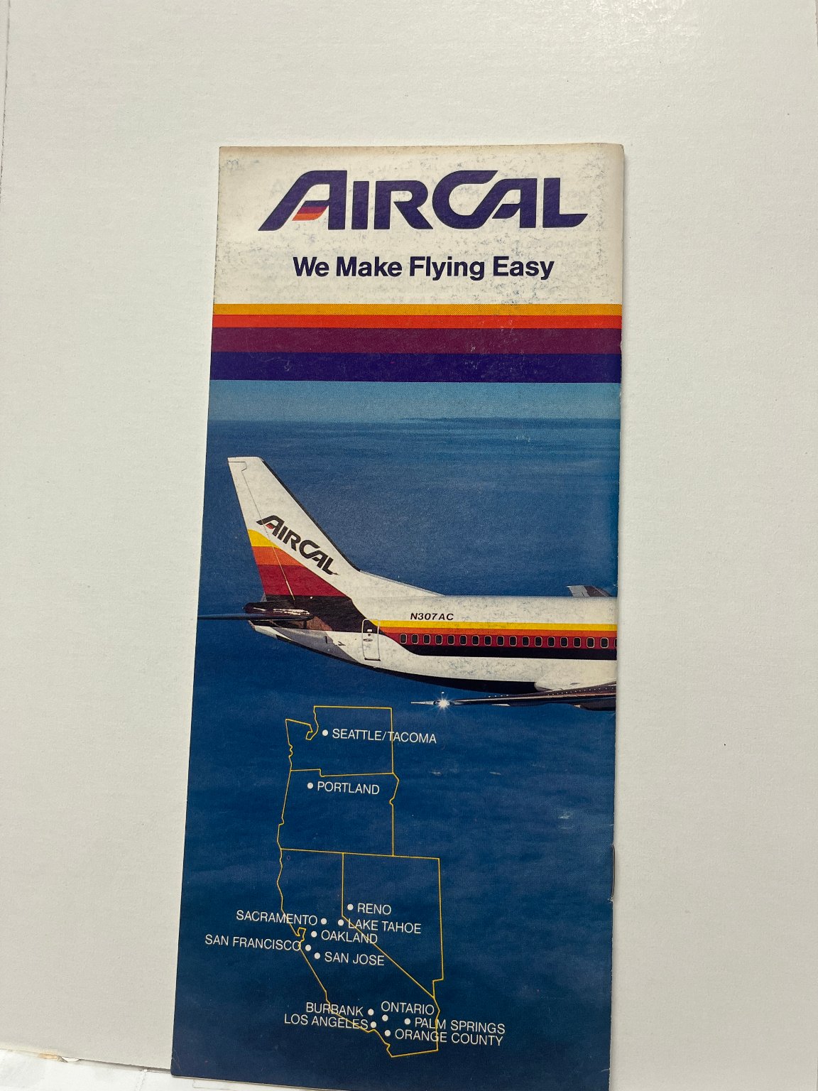 AIRCAL ROUTE MAP Brochure Pacific Coast Routes 1970s-80s Airline £14.89 ...
