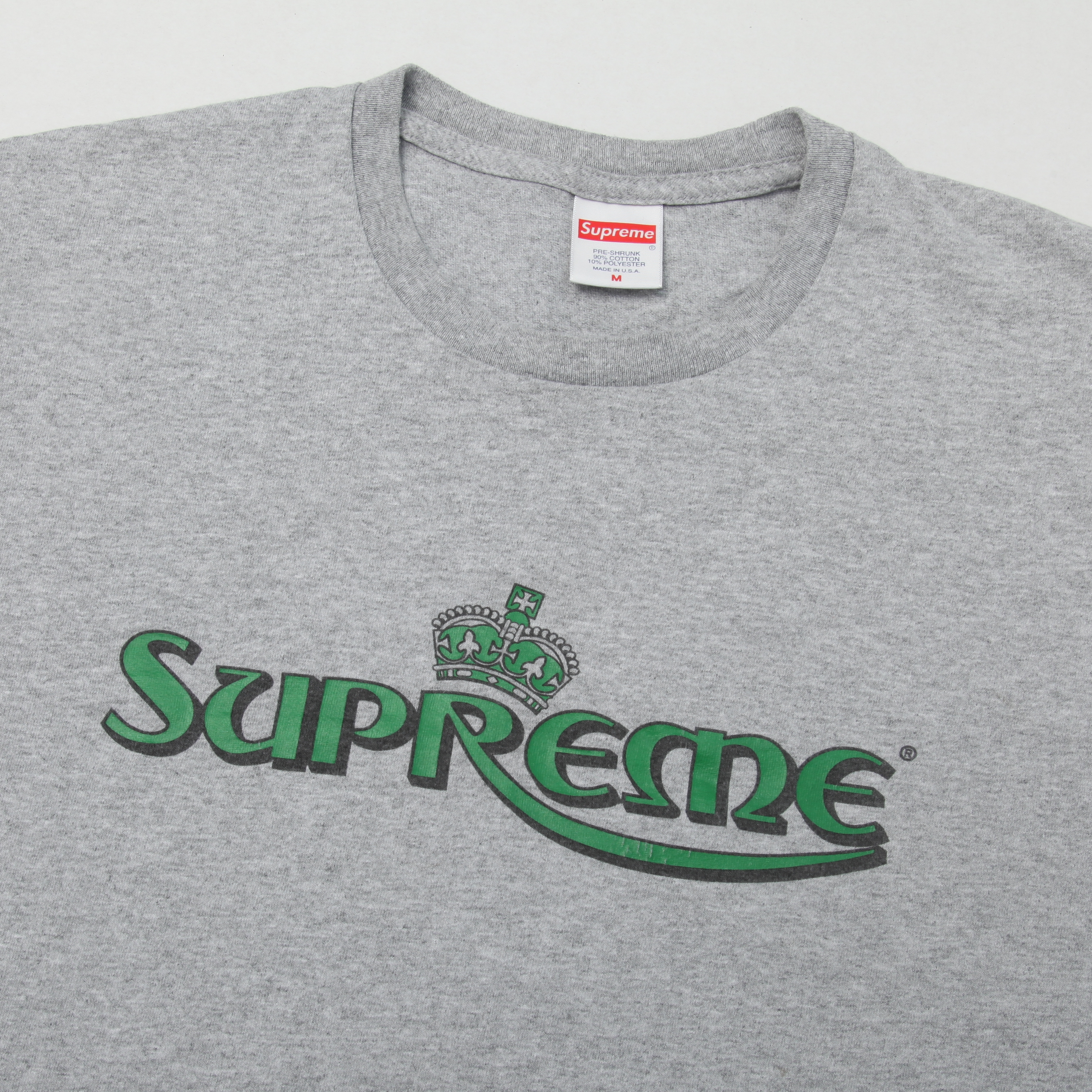 Supreme Crown Logo T-Shirt Men’s M Heather Grey Green Graphic 2023 USA