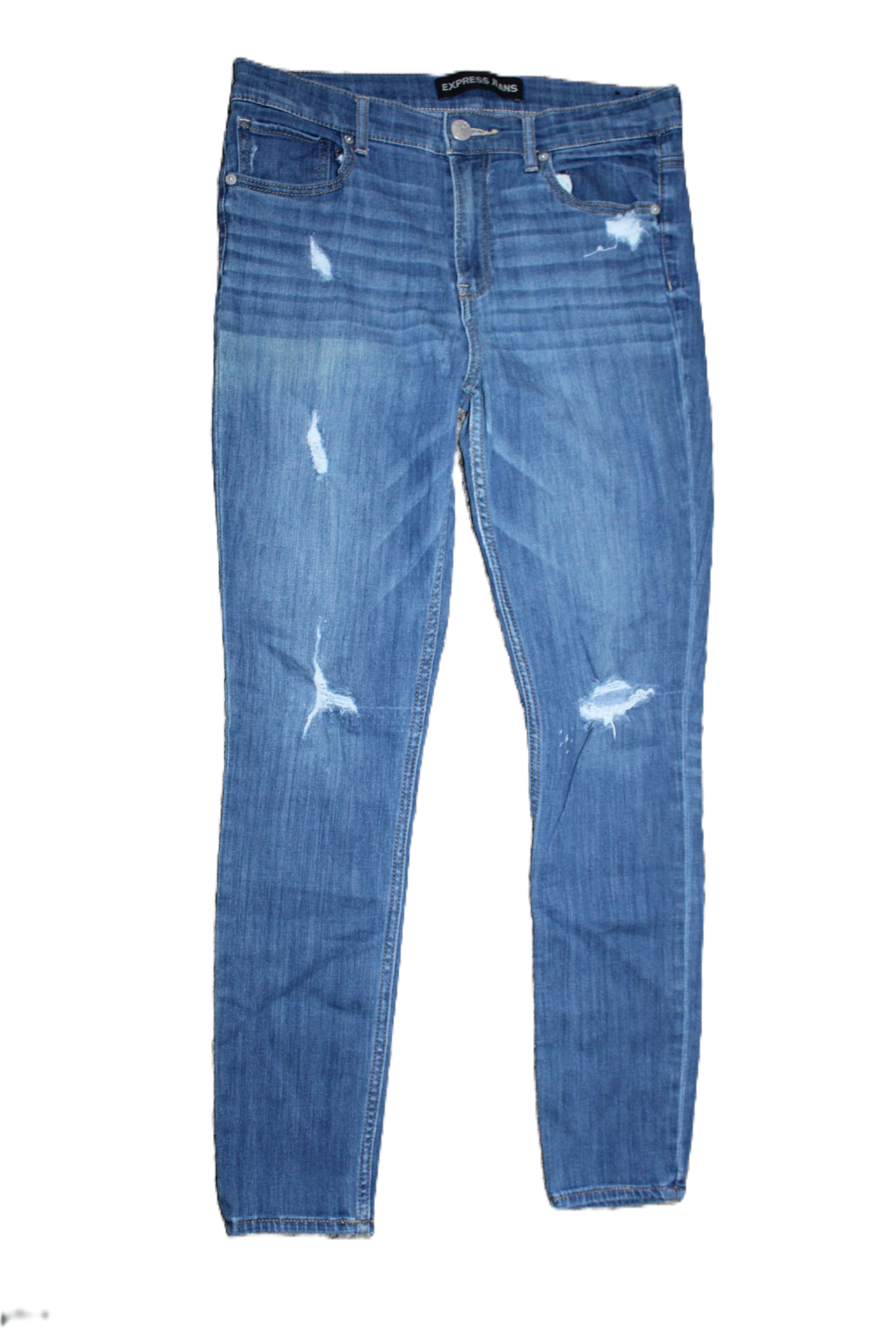 EXPRESS JEANS Women’s Size 10 Legging High Rise Distressed Medium Wash Denim