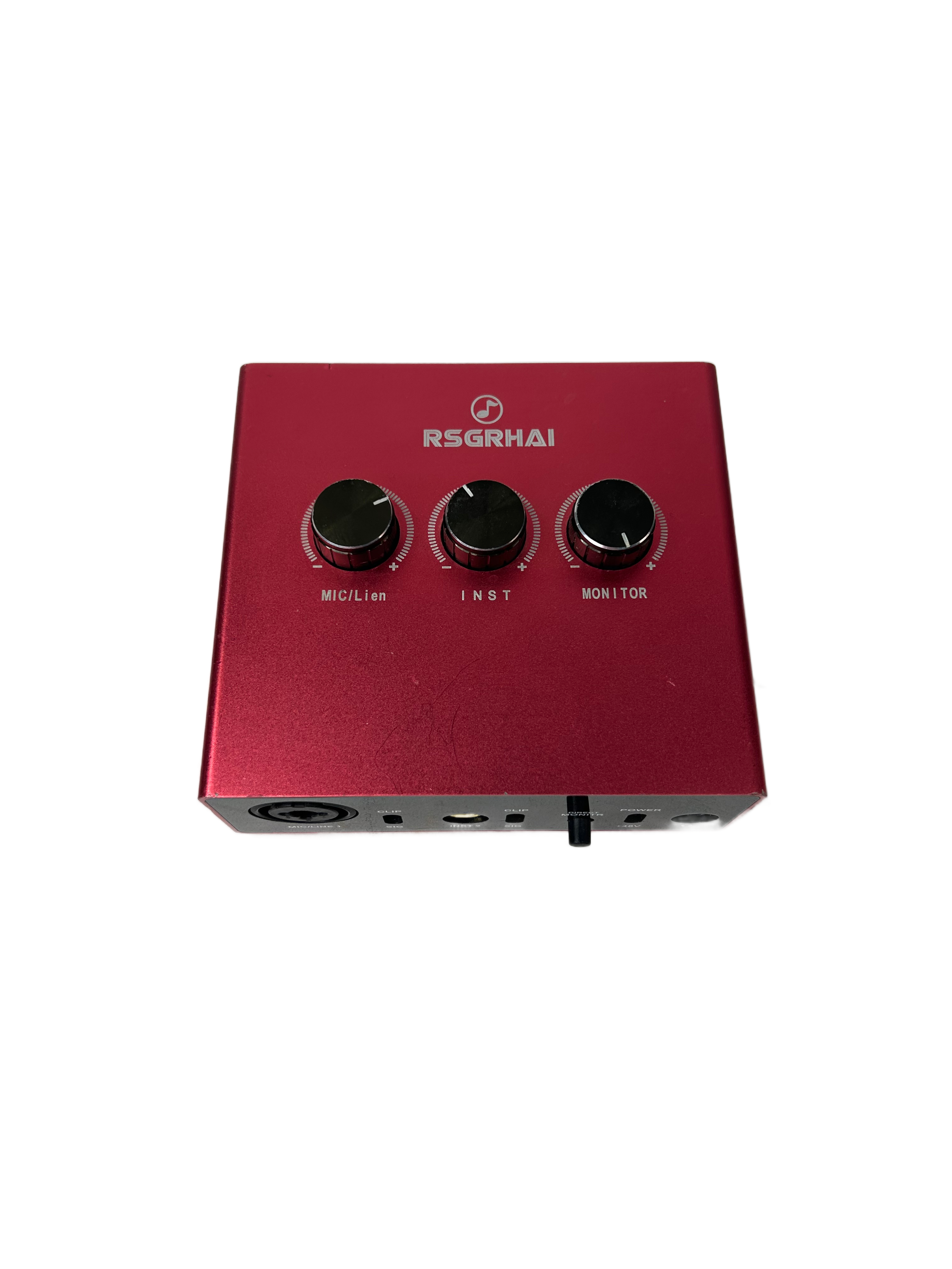 RSGRHAI 2-In/2-Out USB Audio Interface with +48V Phantom Power for Studio