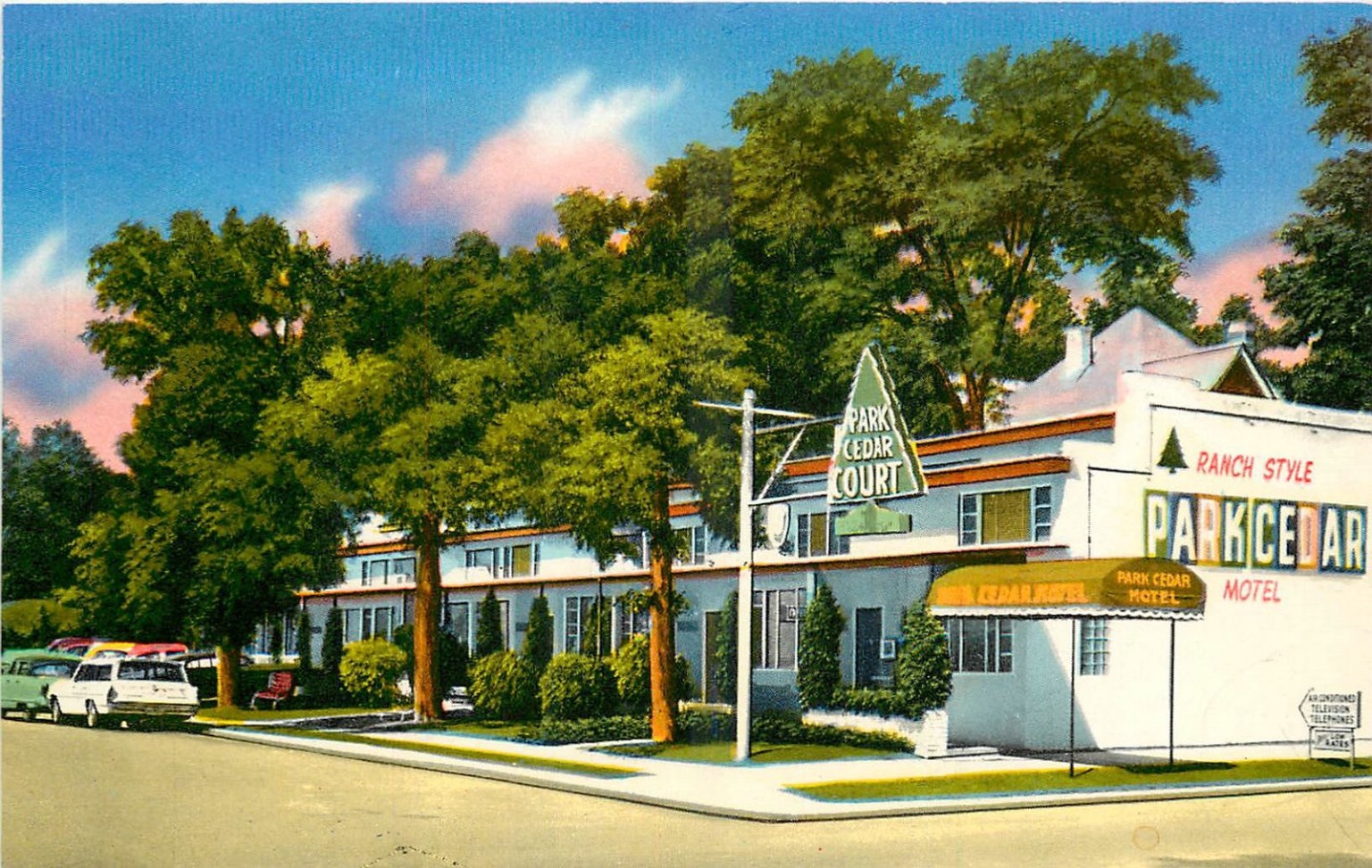 Park Cedar Motel Hot Springs Arkansas Vintage Postcard 1950s Ranch Style