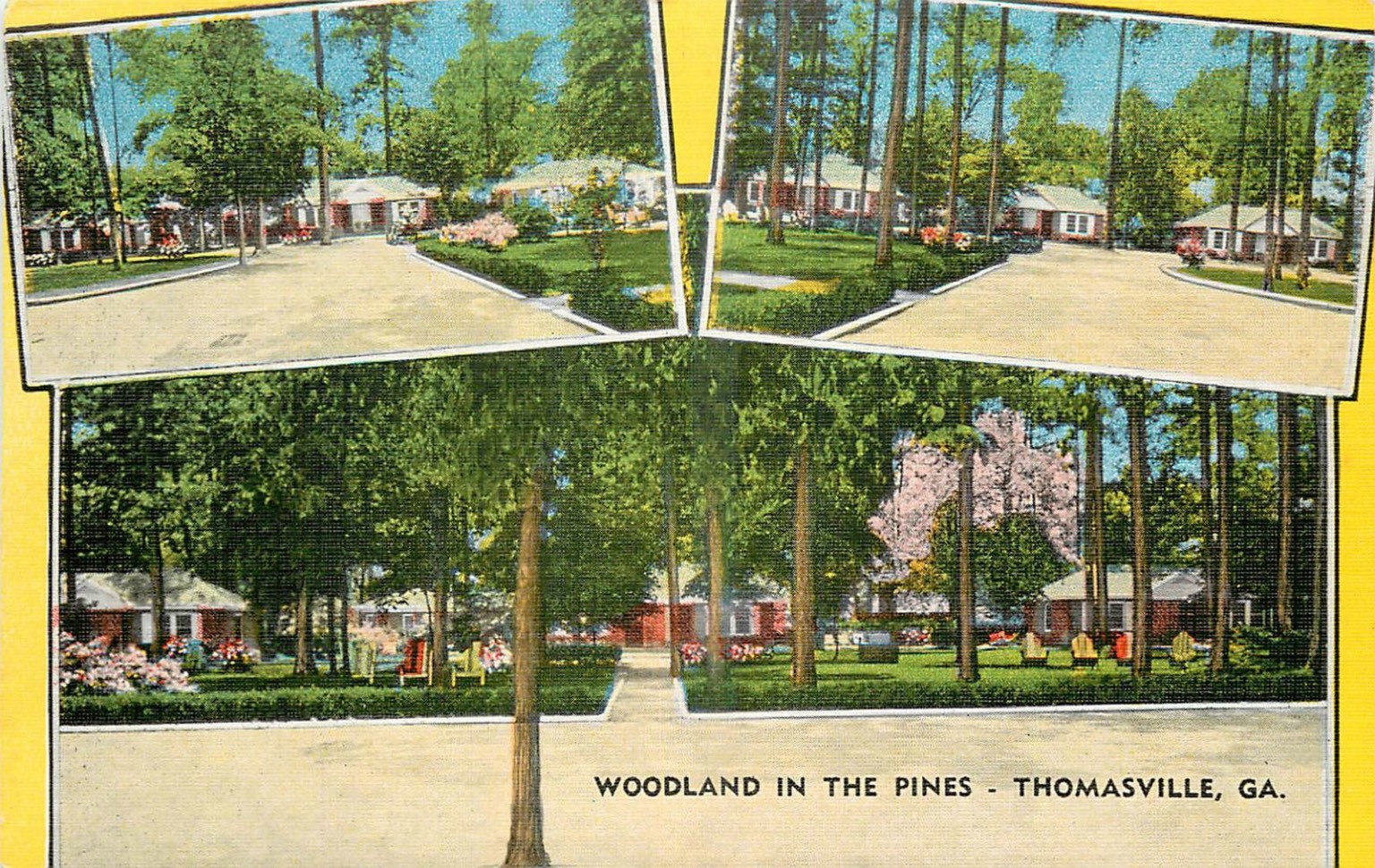 Woodland in the Pines Motor Court Thomasville GA Linen Postcard Unposted