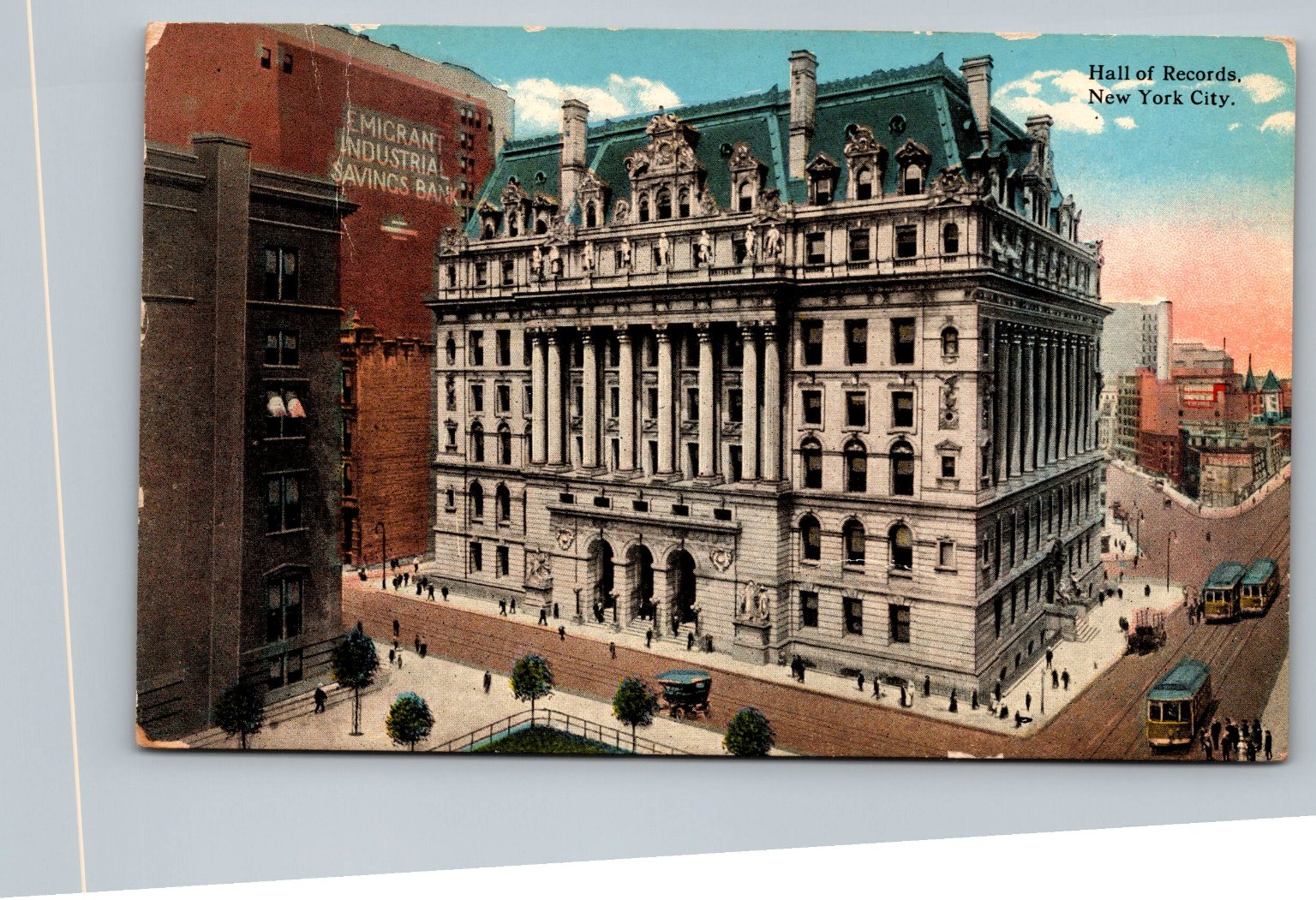 1920 Hall of Records NYC New York City Emigrant Savings Bank Postcard