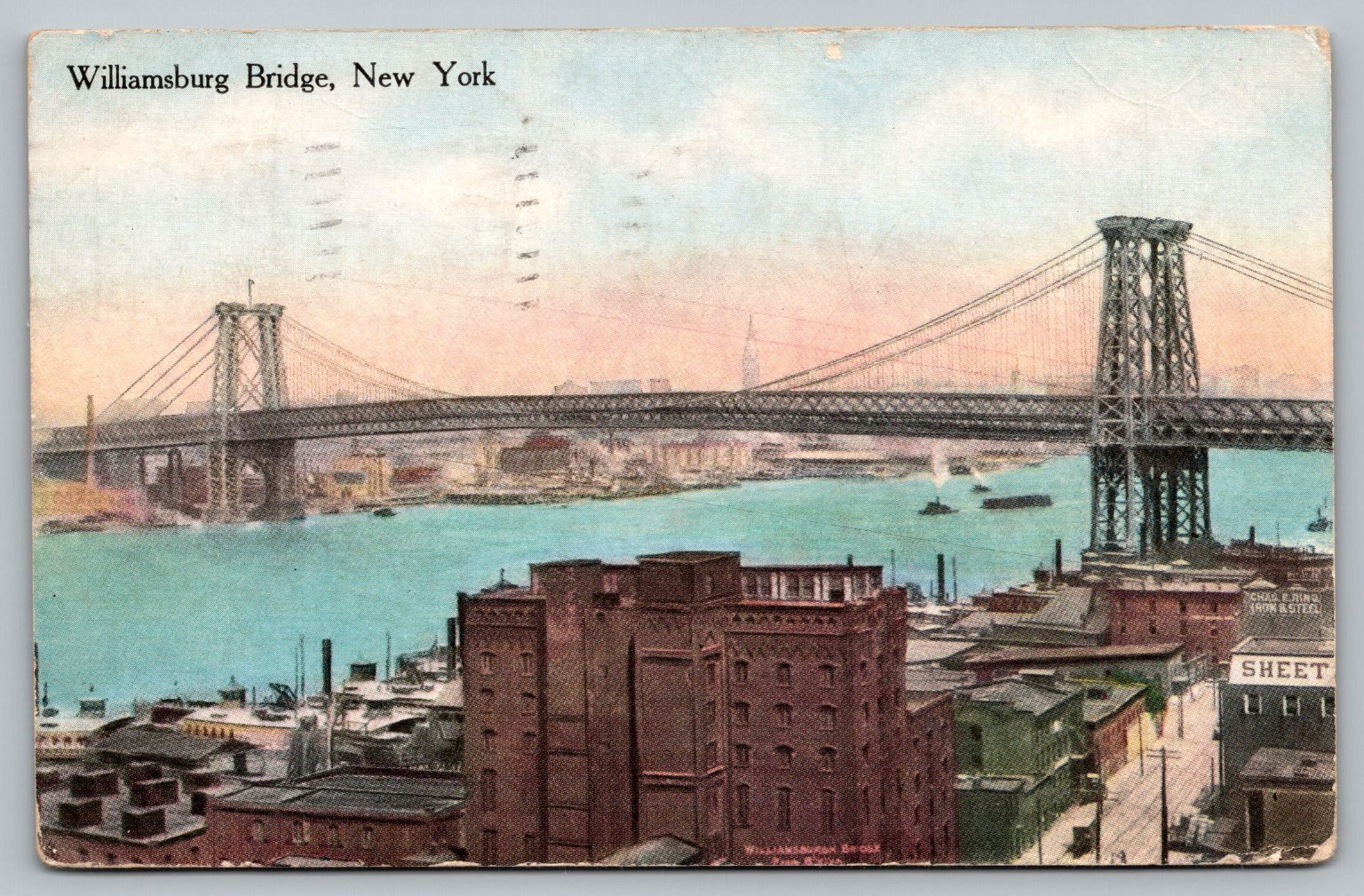 1917 Williamsburg Bridge New York City Postcard Posted Success Postcard Co.