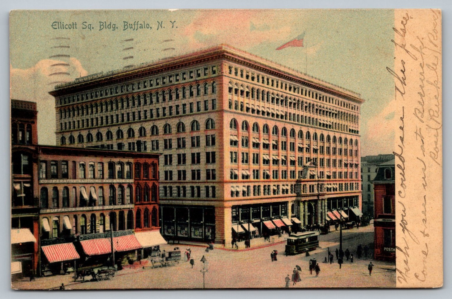 1908 Ellicott Square Building Buffalo NY Rotograph Postcard Posted