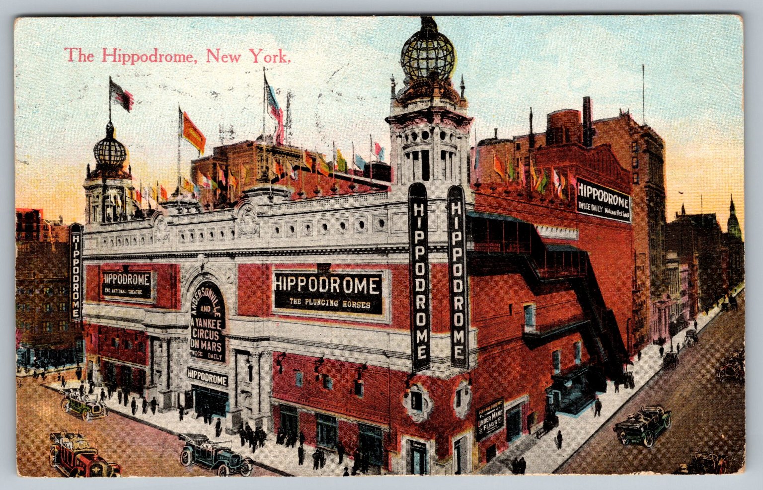 1909 NYC Hippodrome Postcard Barnum & Bailey Yankee Circus on Mars Posted