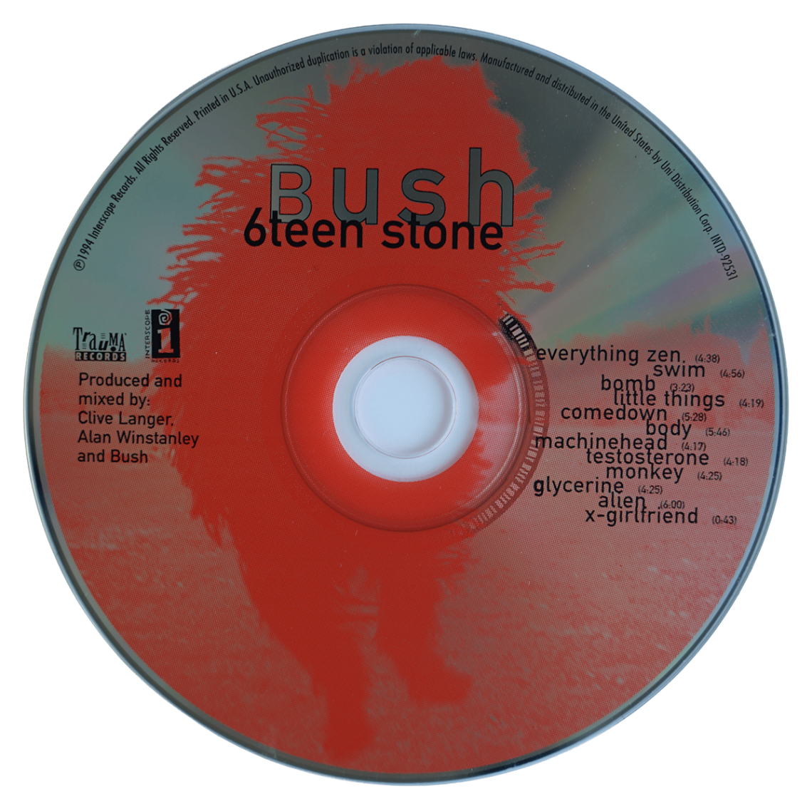 Bush – Sixteen Stone CD 1994 Grunge Alternative Rock Trauma Interscope