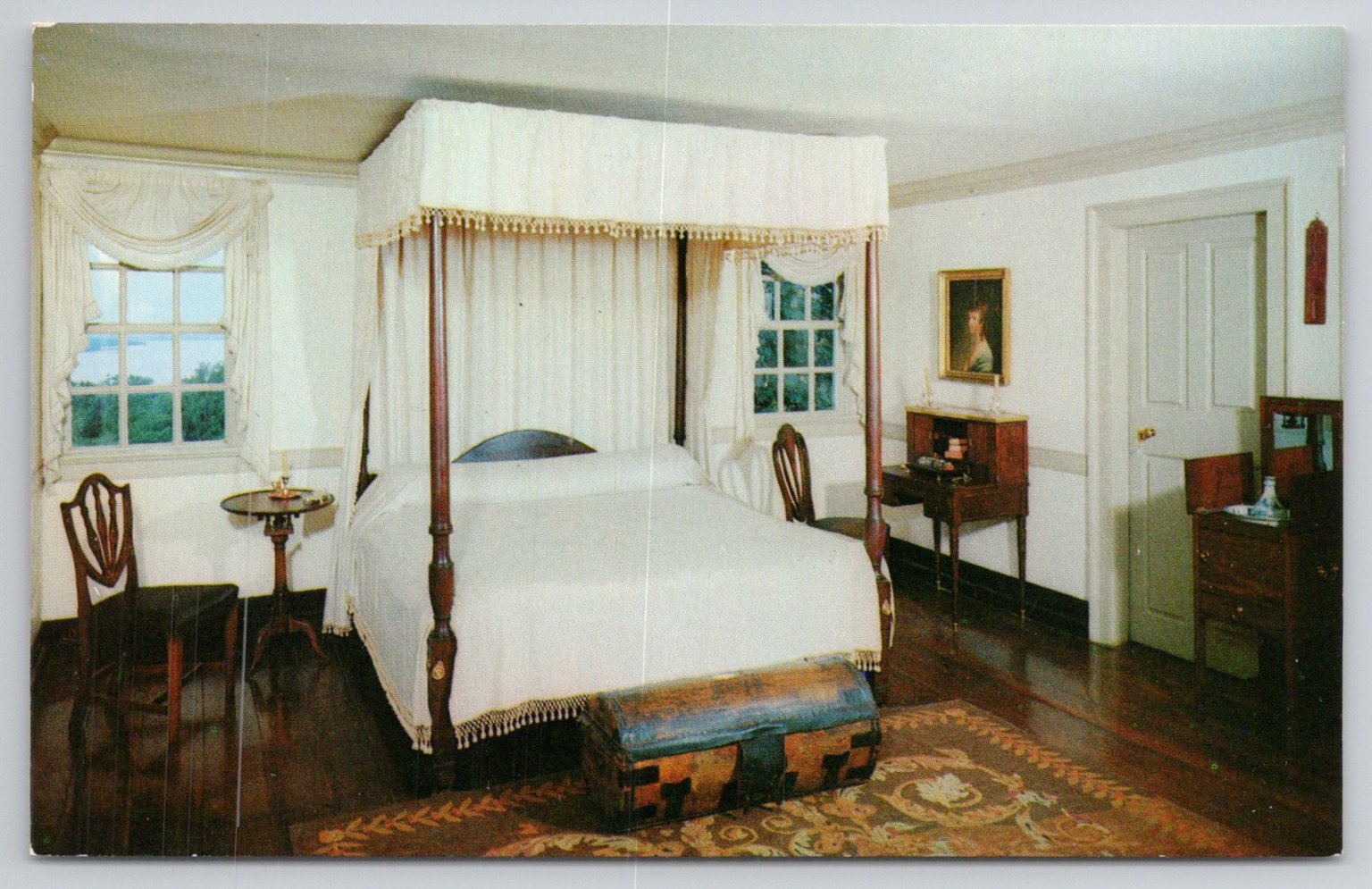 Mount Vernon Washington’s Bedroom Postcard Walter H. Miller Color Photo