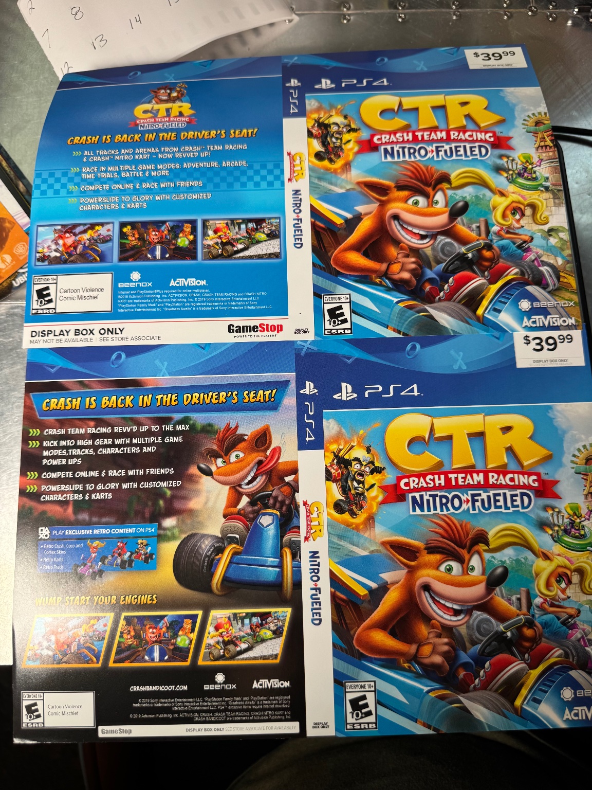 Crash Team Racing Nitro-Fueled Box Art Insert PS4 GameStop Display Art ...