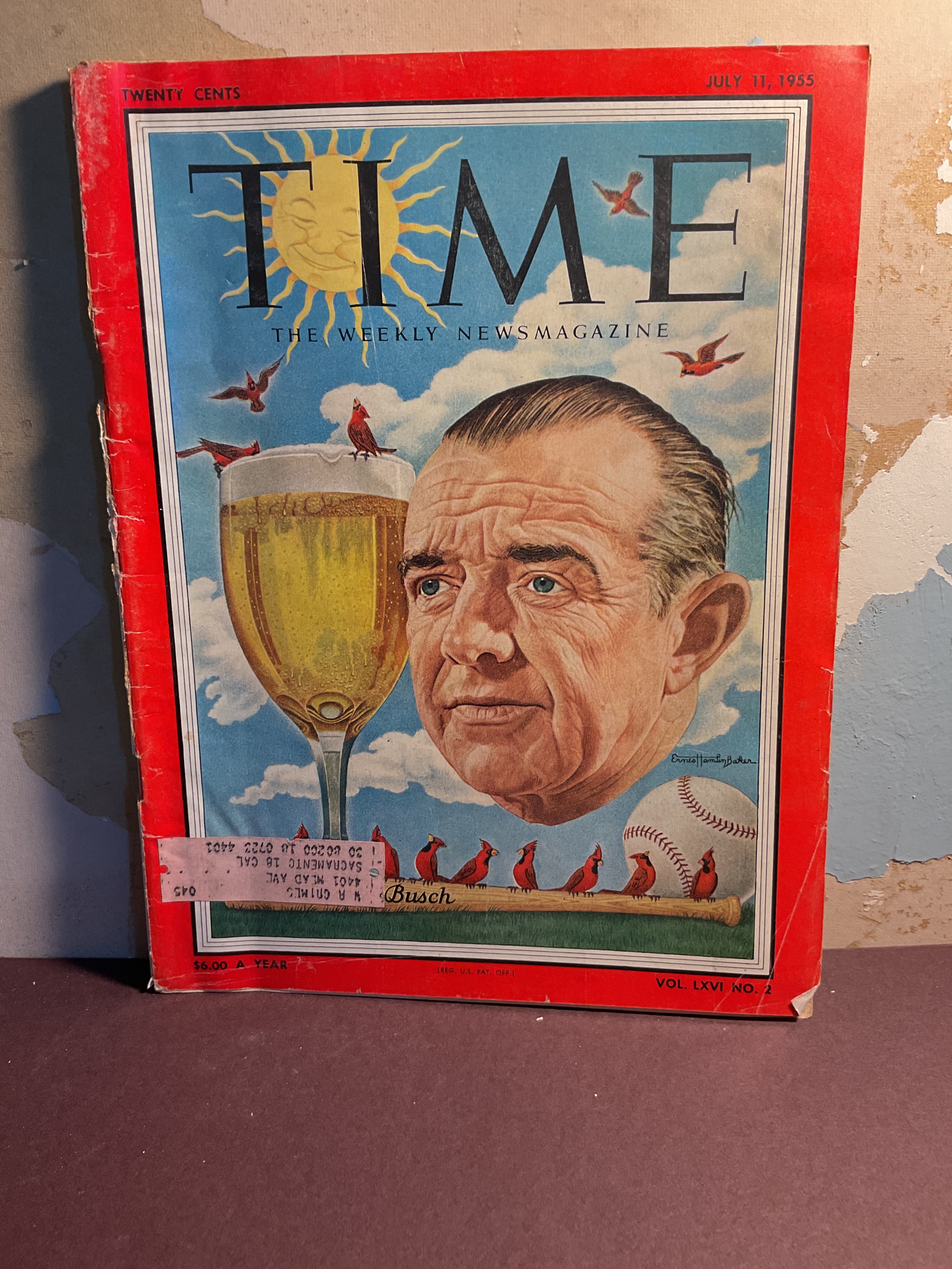 Vintage TIME Magazine July 11, 1955 August A. Busch Jr. Cover Baseball Beer