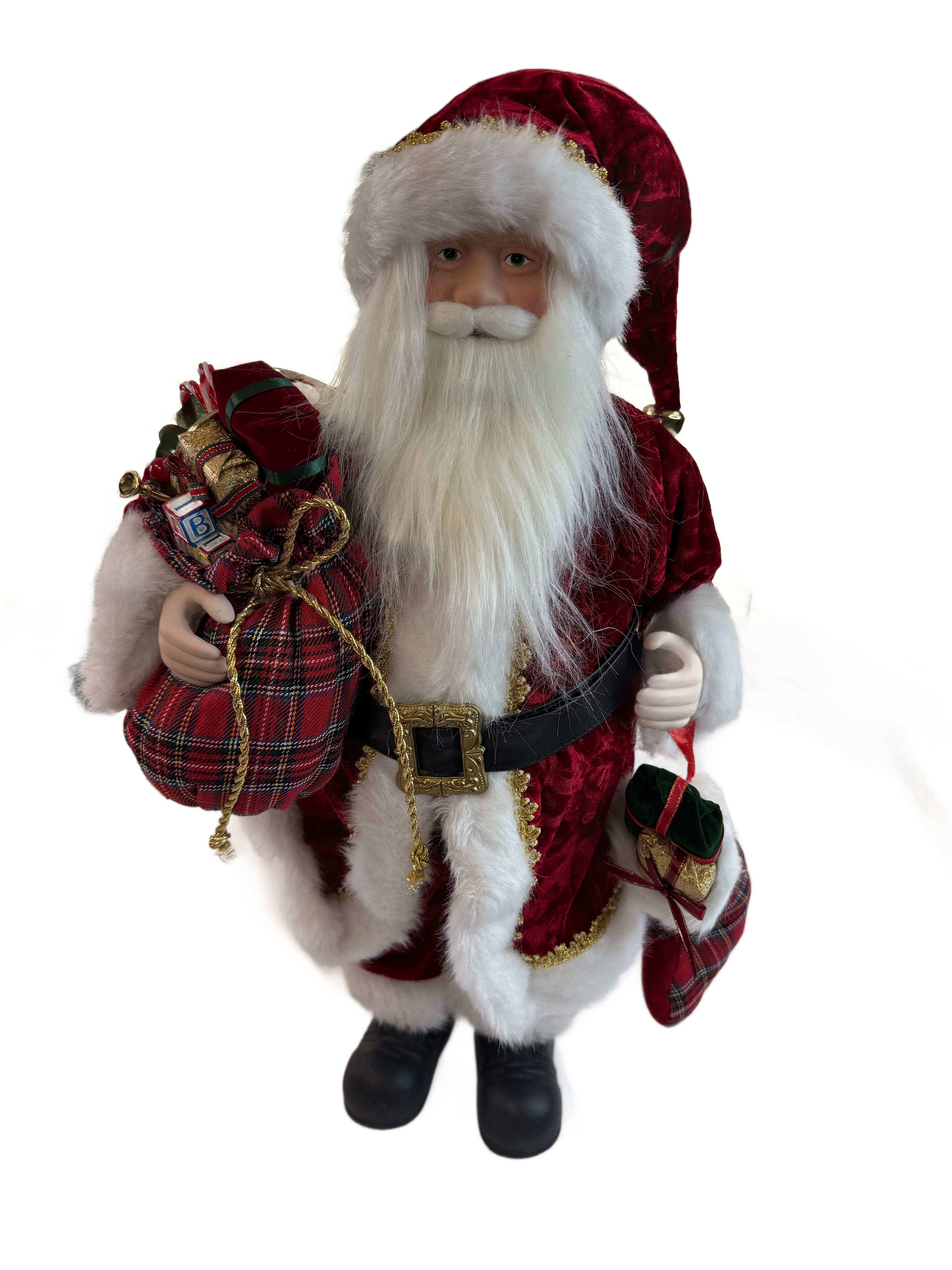 Large 24" Velvet Santa Claus Christmas Figurine with Presents & Sack Holiday main product image