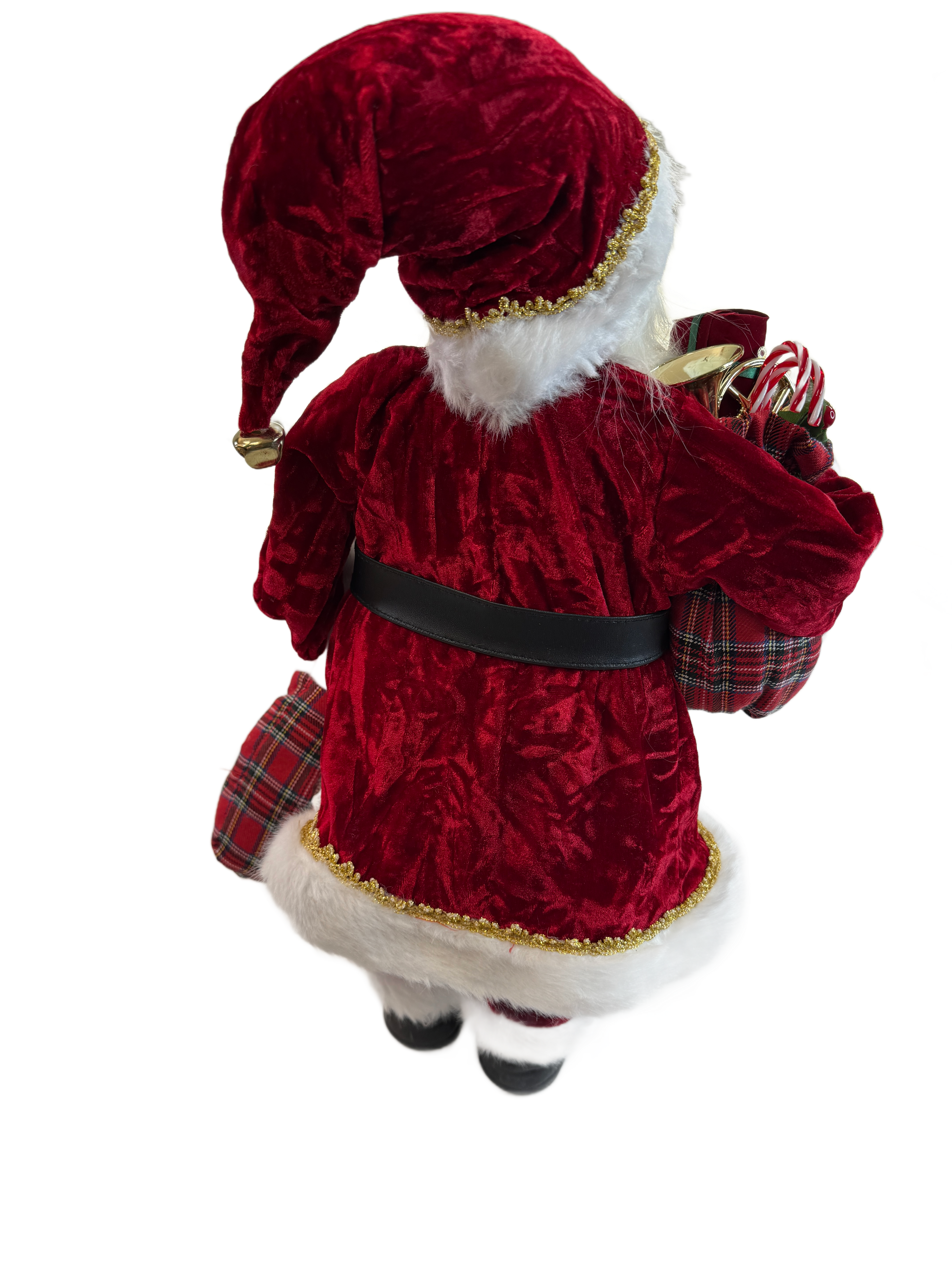 Large 24" Velvet Santa Claus Christmas Figurine with Presents & Sack Holiday product image view 3