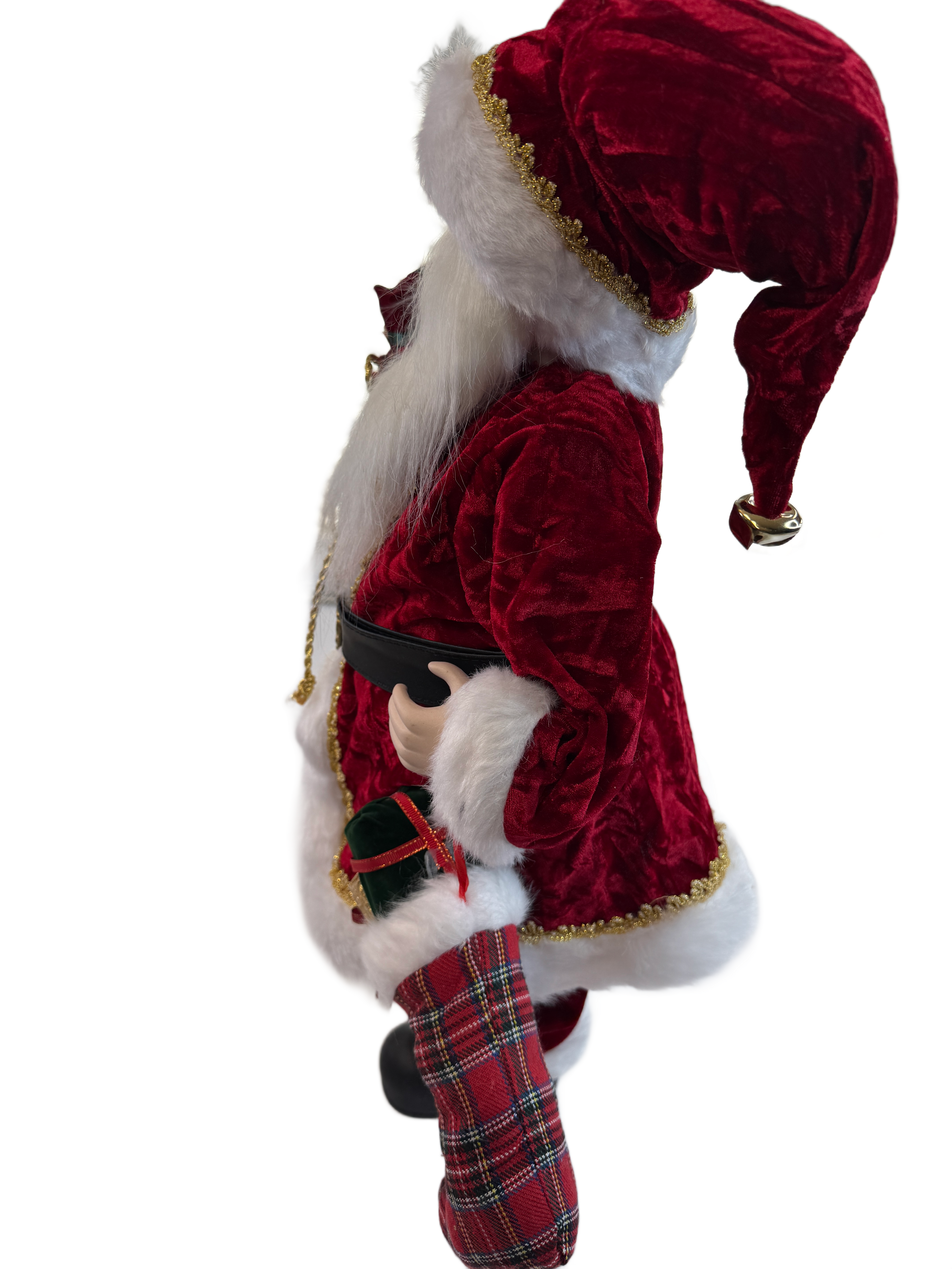 Large 24" Velvet Santa Claus Christmas Figurine with Presents & Sack Holiday product image view 4